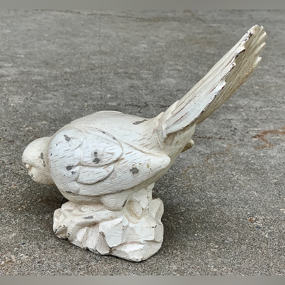 Vintage Whitewashed Antiqued Composite Resin Decorative Bird Statue Figurine - Picture 14 of 14